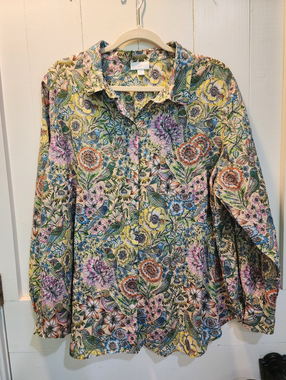 J Jill Floral Button-Up Shirt in Multi Color 100% Cotton XL